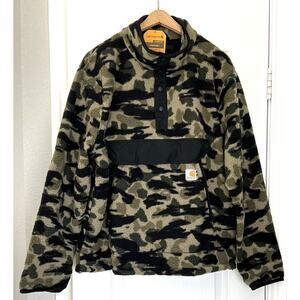 Carhartt Duck Camo Fleece Sherpa Jacket 104991 Size L Snap Neck LARGE NWT Mens